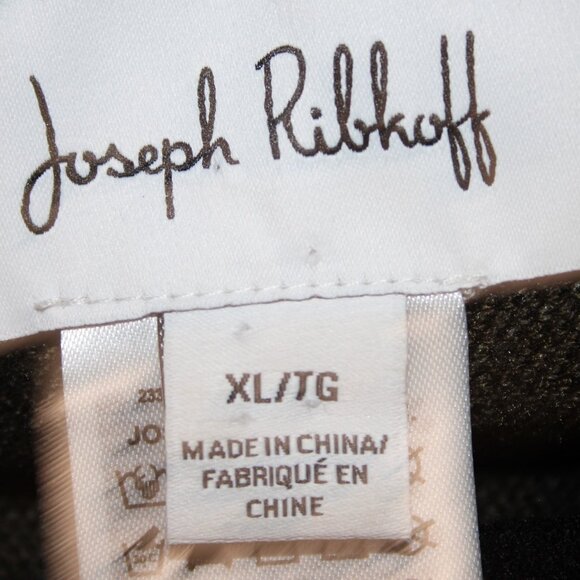 Joseph Ribkoff Top Sz XL Black Olive Green Faux Leather Trim Viscose Rayon Top - Picture 7 of 11